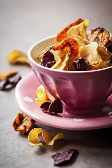 No People In Picture Prints: Assorted vegetable crisps in a bowl