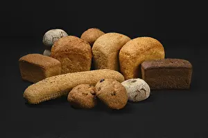 Artisan Bread Prints: Assortment of artisan bread made of different types of grain with different shapes