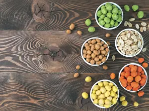 Party Food Ideas Prints: Assortment of different peanuts snack for beer