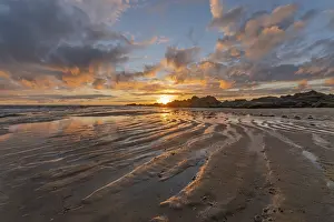 Western Europe Coast Prints: Atlantic Ocean beach at sunset