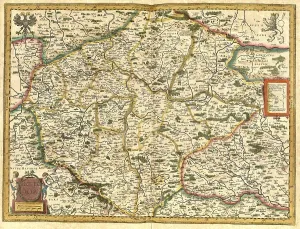Digitally Restored Print of 1623 Atlas Map, Bohemia
