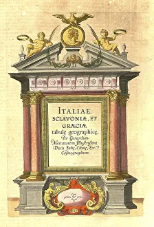 Traditional Craftsmanship Europe Prints: Atlas, map from 1623, Italy, intertitle in the atlas
