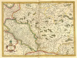 Black And White Map Art Prints: Atlas, map from 1623, Silesia, Poland