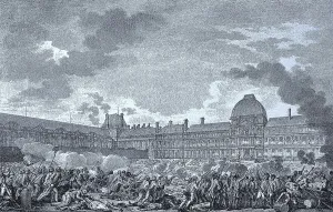 Digital reproduction of 19th century print, The attack on the Tuileries Palace