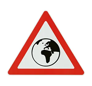 Environmental Pollution Symbol Prints: Attention! globalization - white background