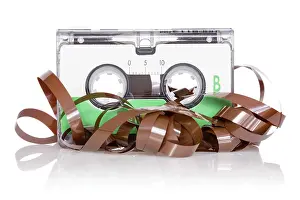 Studio Shot Prints: Audio Cassette With Pulled Out Tape