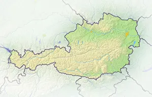 Prints of Austria, shaded relief map Map Prints: Austria Shaded Relief Map Print