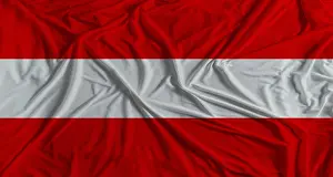 Fabric Texture Background Prints: Austrian flag with fabric texture background