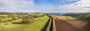 Autumn Drone Photography Prints: Autumn over Devon fields and farms