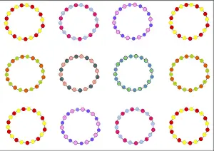 Deserted Background Image Prints: Background with different coloured bead bracelets