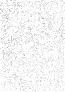 Childlike Drawing Prints: Background image, pattern, naive child drawing