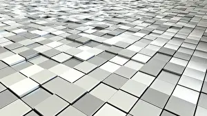 Geometric Background Image Prints: A background image of some silver metallic cubes