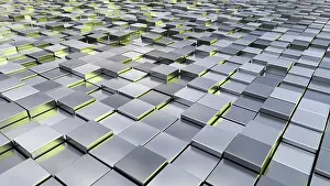 Futuristic Architectural Style Prints: A background image of some silver metallic cubes