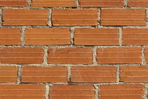 Full Frame Brick Wall Prints: Background image, wall of red bricks with cement