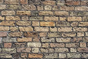 Clinker Construction Exterior View Prints: Background from an old wall made of red clinker bricks
