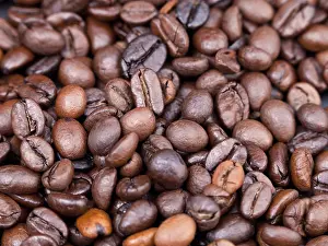 Coffee Bean Images Prints: Background from many roasted coffee beans