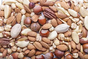 Close Up Nuts Prints: Background and texture made from different kinds of nuts