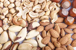 Close Up Nuts Prints: Background and texture made from different kinds of nuts