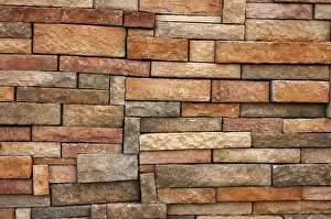 Deserted Brick Structure Prints: Background Texture Of A Wall With Uneven Bricks