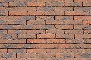 Brick Building Material Prints: Background wall of bricks without cement joints