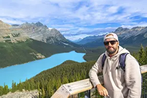 Travel Photography Canada Prints: Backpacker standing on a scenic viewpoint