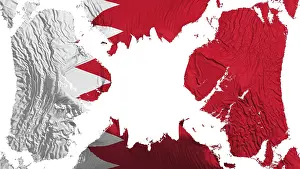 Flag Fluttering In The Wind Prints: Bahrain torn flag fluttering in the wind