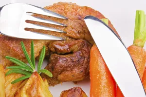 Grilled Meat Dish Prints: Baked potato