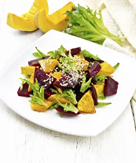 Arugula Salad Prints: Baked pumpkin, boiled beetroot