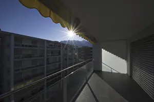 Empty Outdoor Spaces Prints: Balcony with Sunlight