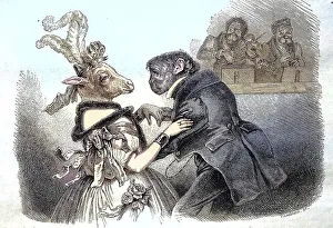 The Ball of the Animals, a Monkey Dances with a Sheep Print