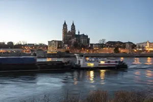 Eastern European Sacred Building Prints: Barge, behind it the cathedral