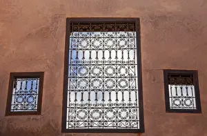 Deserted Houses In Africa Prints: Barred windows, Marrakech, Morocco