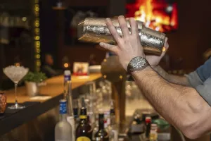 Alcoholic Beverage Photography Prints: Bartender drink mixing