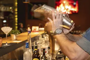 Cocktail Mixing Prints: Bartender drink mixing