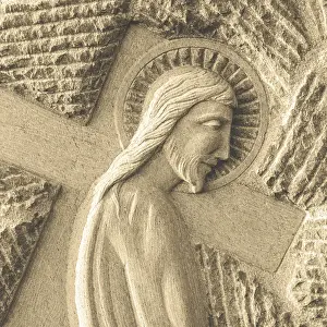 European Religious Art Prints: Bas relief of Jesus. Ideal for the easter concept