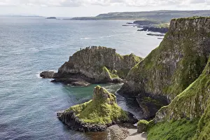 Steep Rocky Shoreline Europe Prints: Basalt cliffs along Causeway Coast