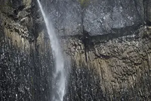 Icelandic Volcanic Rock Formations Prints: Basalt columns, Hvammsfoss waterfall