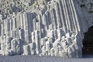 Volcanic Rock Europe Prints: Basalt formations on a dark beach
