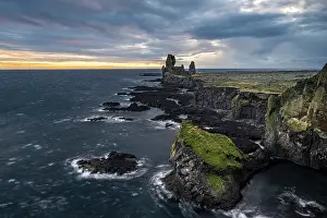 Snfellsnes Peninsula Prints: Basalt rock Londrangar, cliff, Hellnar