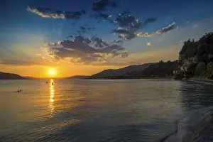 Lake Constance Sunset Prints: Bathing area and beach, sunset