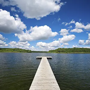 Cumulus Clouds Germany Prints: Bathing jetty at the Dranser See