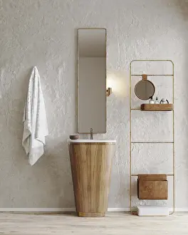 Bathroom Interior Design Prints: Bathroom interior with decorative plaster wall