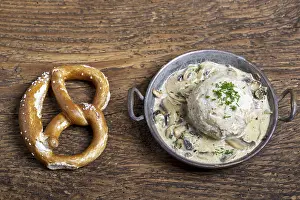 German Food Photography Prints: Bavarian bread dumpling with sauce