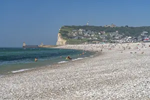 Steep European Coastline Prints: Beach and cliffs of Fecamp