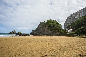 Prints of Beach and cliffs, Playa de Laga, Ibarranguelua, near Bilbao, Province of Bizkaia, Basque Country, Northern Spain, Spain Bilbao Prints: Playa de Laga Beach and Cliffs Print, Basque Country, Spain