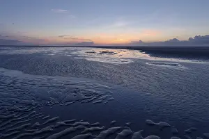 Evening Light On The Shore Prints: Beach in the evening after sunset
