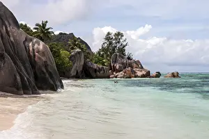 Dream Holiday Destination Seychelles Prints: Beach and granite rocks at Anse Source d'Argent