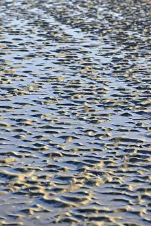 Norderney Coastline Prints: Beach at low tide with wave-like pattern
