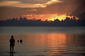 Tropical Beach Sunset Prints: Beach sunset clouds