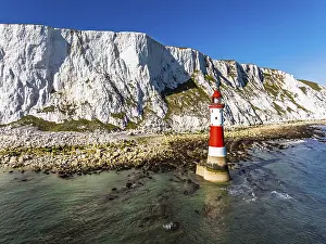 United Kingdom Coastal Scenery Prints: Beachy Head Lighthouse from a drone